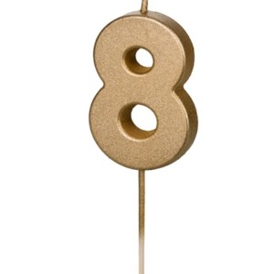 Świeczka urodzinowa 4,5cm PARTYDECO cyfra "8" złota 1szt. /SCU9-8/