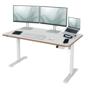 Biurko LEITZ ERGO do pracy w pozycji stojącej lub siedzącej 140x80cm obsługiwane elektronicznie białe 1szt. /67730001/