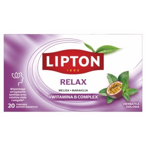 Herbata ziołowo-owocowa kopertowana LIPTON FUNCTIONAL RELAX melisa z marakują + witamnia B COMPLEX z zawieszką 20szt. /SP-125649/