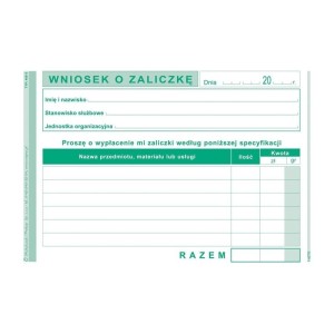 Druk wniosek o zaliczkę A6 OFFSET EMERSON