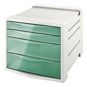 Pojemnik z 4 szufladami ESSELTE Colour'Ice szary z zielonymi szufladami /626285/