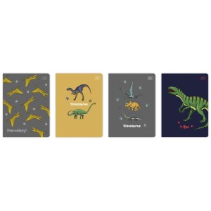 Zeszyt A5/32 trzylinia kolorowa 70g brak adresówki okładka UV INTERDRUK dinozaury 1szt. /ZE32K=DIN/