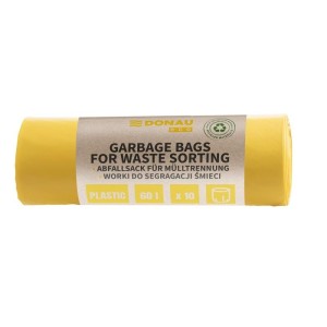 Worki na śmieci 60l LDPE 28µm DONAU ECO do segregacji plastik metal żółte 10szt. /22025422-06/