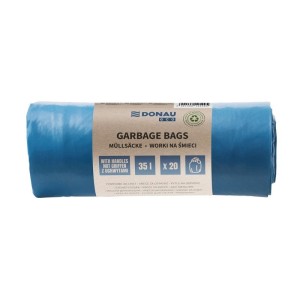 Worki na śmieci 35L LDPE 25 µm DONAU ECO z uchwytami KNOTIES niebieskie 20szt. /22024419-01/