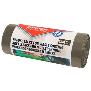 Worki na śmieci 120L LDPE 31µm OFFICE PRODUCTS do segregacji BIO mocne brązowe 10szt. /22025232-18/