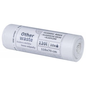 Worki na śmieci 120L LDPE 30µm DONAU HOME białe 10 szt. /22577732-14/