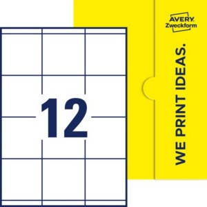 Etykiety foliowe 70x67,7mm AVERY ZWECKFORM odporne na warunki pogodowe 25ark 300etykiet spiczaste krawędzie pernamentne /E-FPW-70x68-RCT/