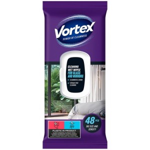 Chusteczki nawilżane VORTEX do szyb i luster z klapką 48szt. /BS-VR-662771/