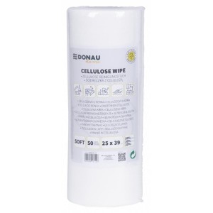 Ściereczki na rolce 25x39cm uniwersalne SOFT z celulozą 50% DONAU HOME białe 50szt. /22036143-14/