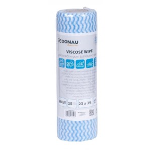 Ściereczki na rolce 23x39cm uniwersalne z wiskozą 70% DONAU HOME niebieskie fala 25szt. /22035166-01/