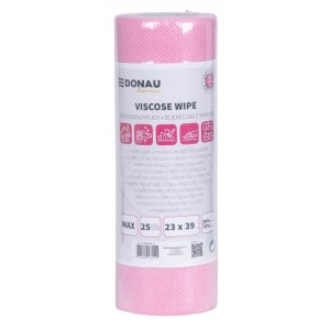 Ściereczki na rolce 23x39cm uniwersalne z wiskozą 70% DONAU HOME różowe max 25szt. /22035156-13/