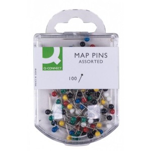 Szpilki z okrągłymi kolorowymi główkami 4x20mm Q-CONNECT mix kolorów 100szt. /KF15281/