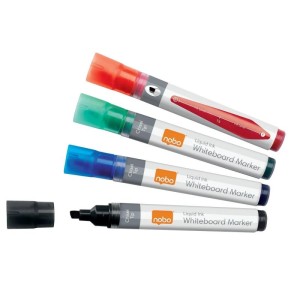 Marker suchościeralny ścięty 4,0mm NOBO LIQUID INK mix kolorów 4szt. /1915387/