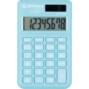 Kalkulator kieszonkowy 8 pozycyjny DONAU TECH K-DT2082-06 97x60x10mm jasny niebieski 1szt. /K-DT2082-17/