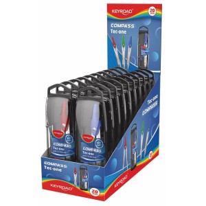 Cyrkiel szkolny metalowy KEYROAD COMPASS TEC-ONE + grafity mix kolorów /KR972955/