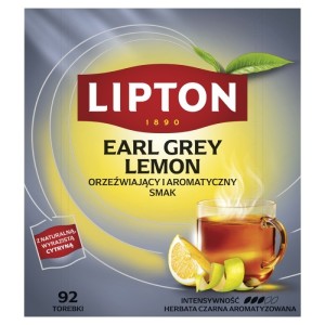 Herbata czarna LIPTON EARL GREY LEMON z zawieszką 92szt.