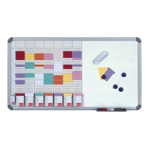 Tablica/planer tygodniowy suchościeralny magnetyczny rama aluminiowa 44,5x49cm rozmiar 2 NOBO T-CARD 1szt.  /2951400/