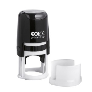 Pieczątka COLOP PRINTER R30 okrągła FI 30mm czarna poduszka czerwona 1szt.