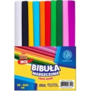 Bibuła marszczona 25x200cm ASTRAPAP zestaw mix kolorów 10szt. /113021033/