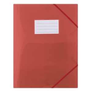 Teczka z gumką na rogach A4 PP DONAU 480mic z identyfikatorem półtransparentna czerwona 1szt. /8568001PL-04/