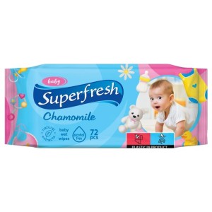 Chusteczki kosmetyczne nawilżane SUPERFRESH dla dzieci 72szt. /BS-SF-488044/