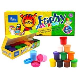Farby plakatowe 12 kolorów 20ml TETIS /KF001-D/