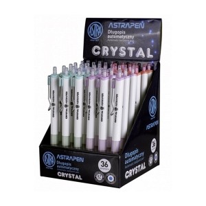 Długopis automatyczny z gumowym uchwytem ASTRA ASTRAPEN CRYSTAL 0,6mm mix wzorów wkład niebieski 1szt. /201120004/