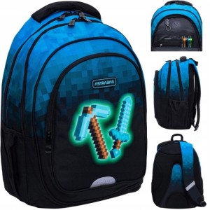 Plecak szkolny 3-komorowy ASTRABAG BLUE PIXEL 1szt. /502024093/