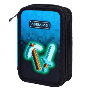Piórnik potrójny z wyposażeniem ASTRABAG BLUE PIXEL AC31 1szt. /503024055/