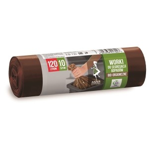 Worki na śmieci 120l LDPE Anna Zaradna do segregacji brązowe bio 10 sztuk /WNS-7027/