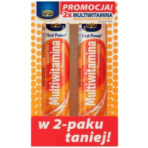 Tabletki musujące multiwitamina suplementy diety KRUGER VITAL POWER o smaku pomarańczowym 2 x 90g