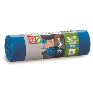 Worki na śmieci 120L LDPE 30µm ANNA ZARADNA do segregacji papier niebieskie 10szt. /WNS-7065/