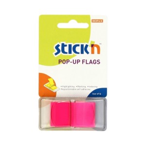 Zakładki indeksujące 25x45 mm PP Stick'n różowe 1x50 szt. z podajnikiem