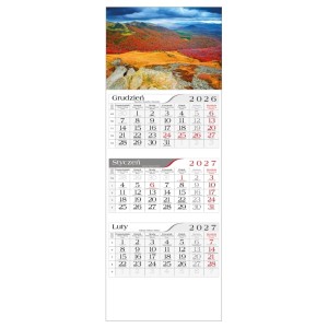 Kalendarz trójdzielny 295x800mm CRUX 2027 BIESZCZADY GM-705 T11 biały /GM-705-T11-BIAŁY/
