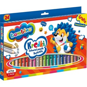 Kredki ołówkowe JUMBO 24 kolory + temperówka BAMBINO