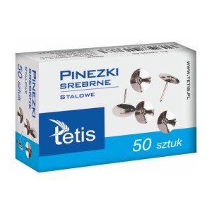 Pinezki Tetis GP090-AS srebrne 50 sztuk