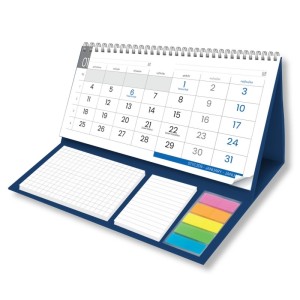 Kalendarz biurkowy stojący poziomy 21,5x20,0cm CRUX 2027 z notesem granatowy 1szt. /KB-715-TNO-11/