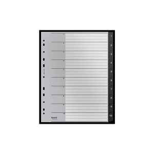Przekładki A4 MAXI PP 1-10 numeryczne LEITZ RECYCLE czarne /12080000/