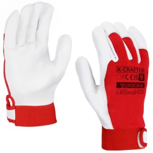 Rękawice ochronne wzmocniane skórą kozią PROCERA X-CRAFTER rozmiar 10/XL biało-czerwone 2szt.