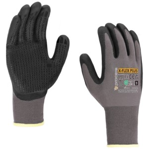 Rękawice ochronne polisetrowe powlekane nakrapianym nitrylem PROCERA X-FLEX PLUS rozmiar 10/XL szare 2szt.