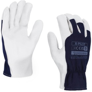 Rękawice ochronne wzmacniane skórą kozią procera X-PILOT rozmiar 10/XL biało-granatowe 2szt.