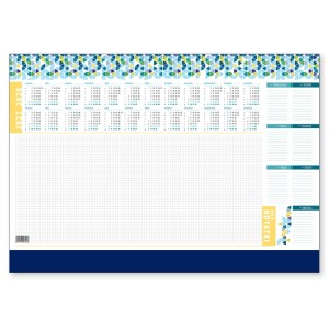 Biuwar papierowy z listwą 59,4x42,0cm A2 tygodniowy 52 kartki kalendarz dwuletni (2027,2028) CRUX z kolorowym nadrukiem listwa granatowa 1szt./KB-754-A2_PCV-1.GRANAT/