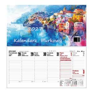Kalendarz biurkowy stojący poziomy 13,5x26cm ze spiralką DARRIEUS 2027 mix wzorów 1szt. /BPZ3/