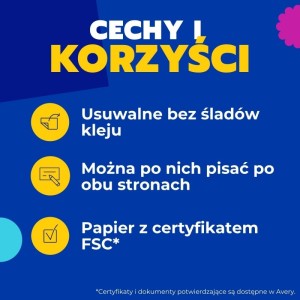 Zakładki indeksujące 63,5x25mm PP 4x6szt. pastelowe AVERY ZWECKFORM ULTRA TABS usuwalne 24szt. /74769/
