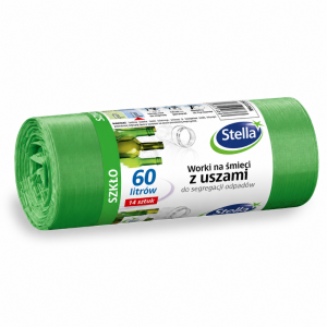 Worki na śmieci 60L LDPE 25µm STELLA do segregacji zielone 14szt. (szkło) /ST-ST-035168/
