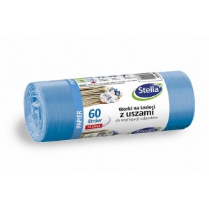 Worki na śmieci 60L LDPE 25µm STELLA do segregacji niebieskie 14szt. (papier) /ST-ST-035151/