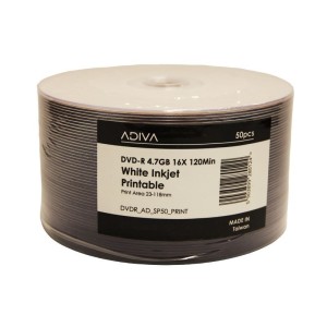 DVD-R PRINTABLE 4,7GB 16x ADIVA WHITE INKJET szpindel 50szt.  /ADIVADVD-RPRINTSP50/