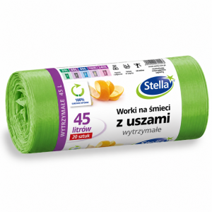 Worki na śmieci 45l STELLA wytrzymałe zielone z uszami 20szt. /ST-ST-032884/