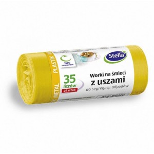 Worki na śmieci 35L 23µm LDPE STELLA do segregacji żółte 20szt. /ST-ST-032204 /
