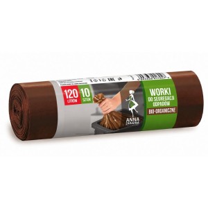 Worki na śmieci 120l LDPE Anna Zaradna do segregacji brązowe bio 10 sztuk /WNS-7027/